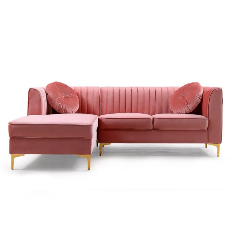 Innovative design velvet chesterfield corner sofa set living room furniture