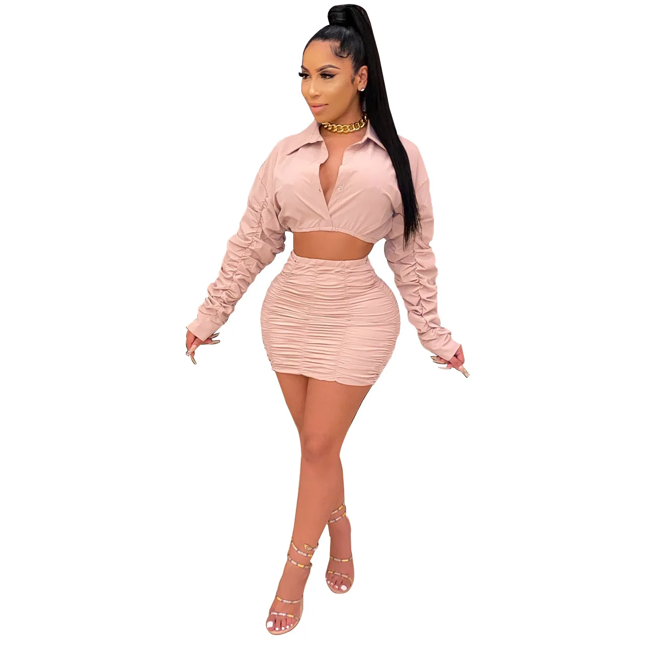 2020 New arrivals autumn collection women Long sleeve top and skirt slim casual two piece set
2020 New arrivals autumn collection women Long sleeve top and skirt slim casual two piece set
