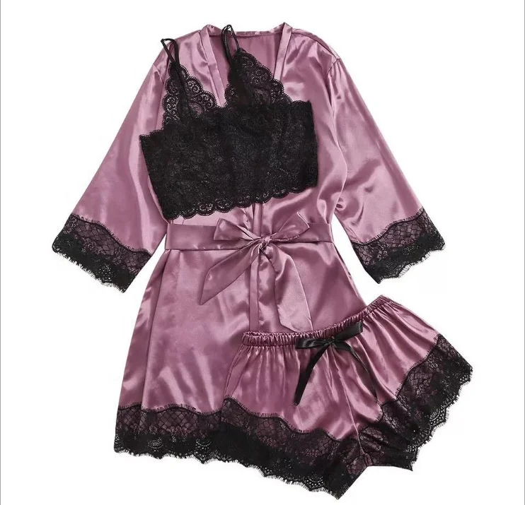 Lace Lingerie Set With Belted romper women onesie pajamas nightwear Ladies Satin Pajamas sexy lingerie set Pajamas Satin, Customized color
Lace Lingerie Set With Belted romper women onesie pajamas nightwear Ladies Satin Pajamas sexy lingerie set Pajamas Satin, Customized color