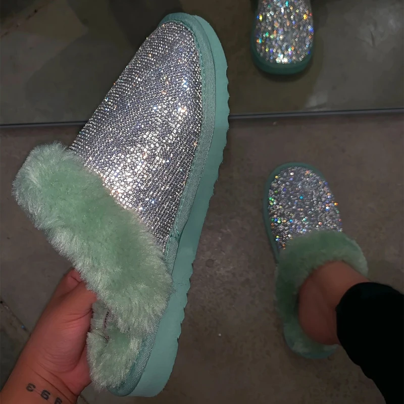 Women Fur Slide Slipper Bling Diamond Home Wear Indoor Female Stylish Footwear Mule, Black
Women Fur Slide Slipper Bling Diamond Home Wear Indoor Female Stylish Footwear Mule, Black