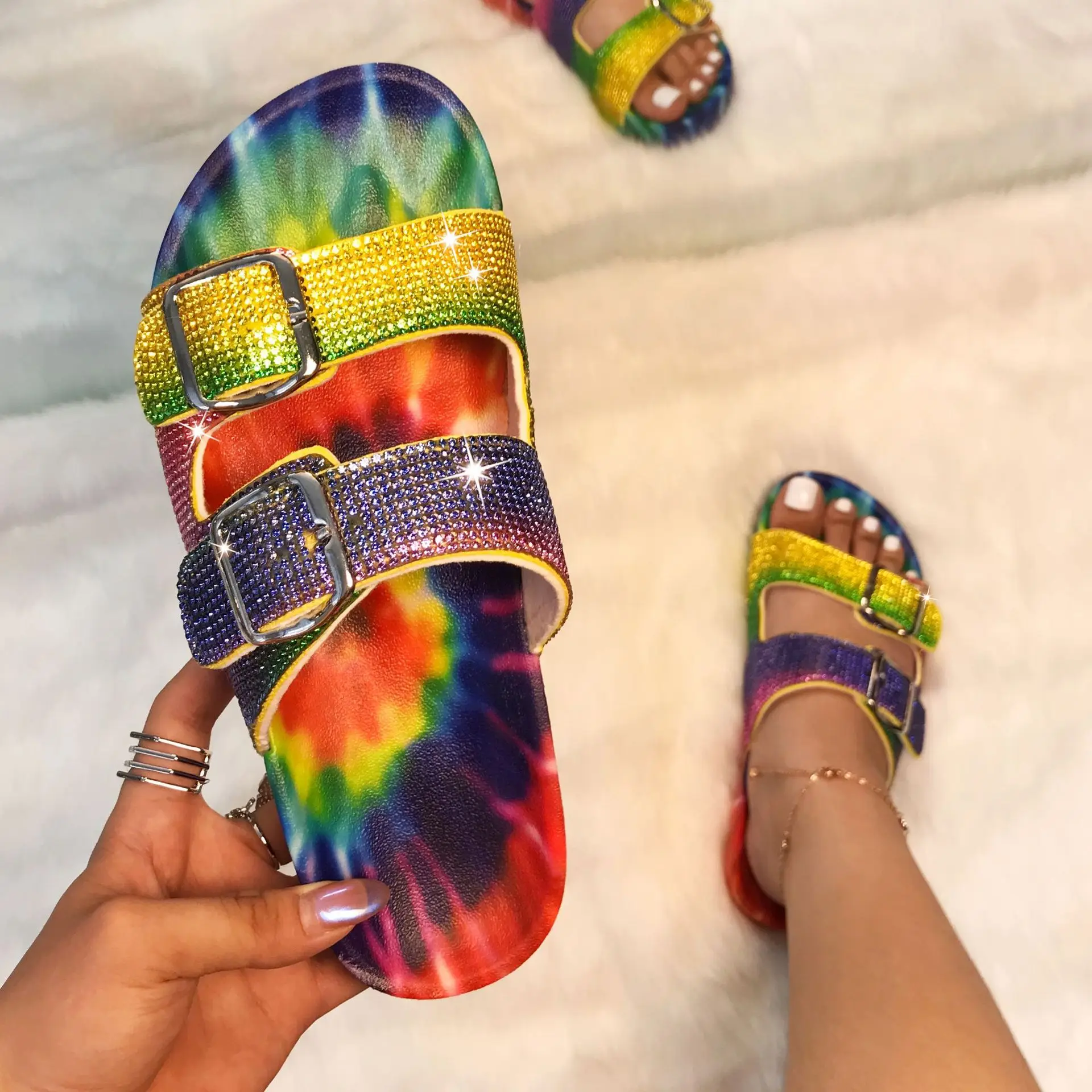 2022 New Sandals Soft Slides Female Sandals Bling Glitter Ladies Trendy Womens Summer Ladies Diamond Rhinestone Slippers, As show
2022 New Sandals Soft Slides Female Sandals Bling Glitter Ladies Trendy Womens Summer Ladies Diamond Rhinestone Slippers, As show