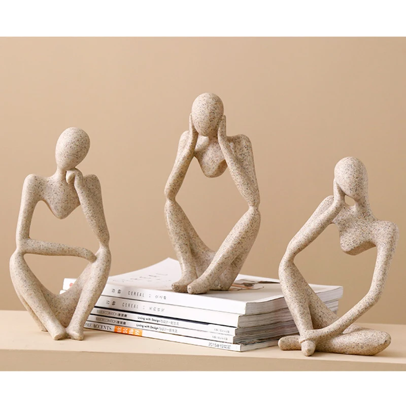 Modern European Style Forgetive Creative Abstract Miniature Office Home Decoration Sculptures Figurines Resin Thinker Statues