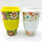 Custom Printing Logo Personalised Bamboo Reusable Coffee Cup With Silicon Lid