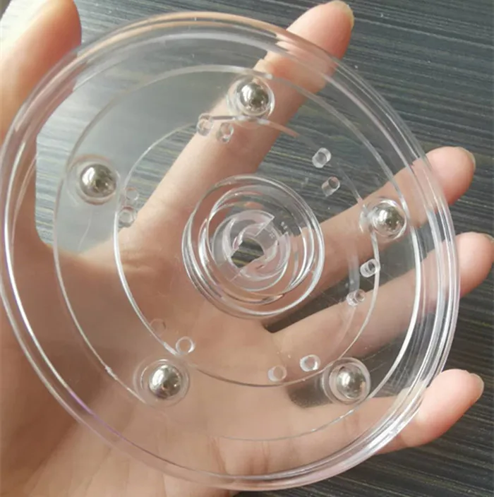 Transparent Acrylic Plastic 4 Lazy Susans Turntable Bearing Display