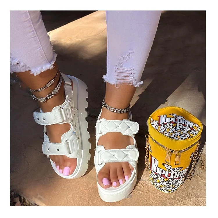 2021 Summer Ladies Platform Wedge Mules Shoes Women Sandals With Rivets, Brown / white
2021 Summer Ladies Platform Wedge Mules Shoes Women Sandals With Rivets, Brown / white