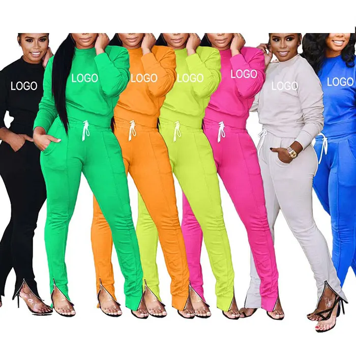 Solid color long sleeve sweatshirt zipper jogger pants 2 piece set sweatsuit outfits women track suit
Solid color long sleeve sweatshirt zipper jogger pants 2 piece set sweatsuit outfits women track suit