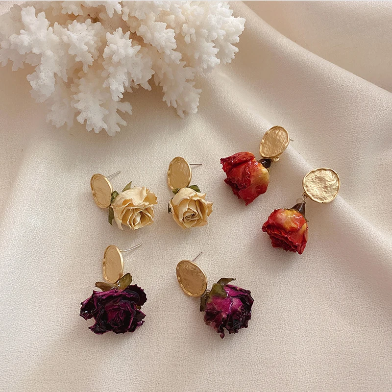 Vintage Style Delicate Dried Flower Drop Earring Gold Plated Geometric Rose Flower Earring For Girls 2020, As picture show
Vintage Style Delicate Dried Flower Drop Earring Gold Plated Geometric Rose Flower Earring For Girls 2020, As picture show