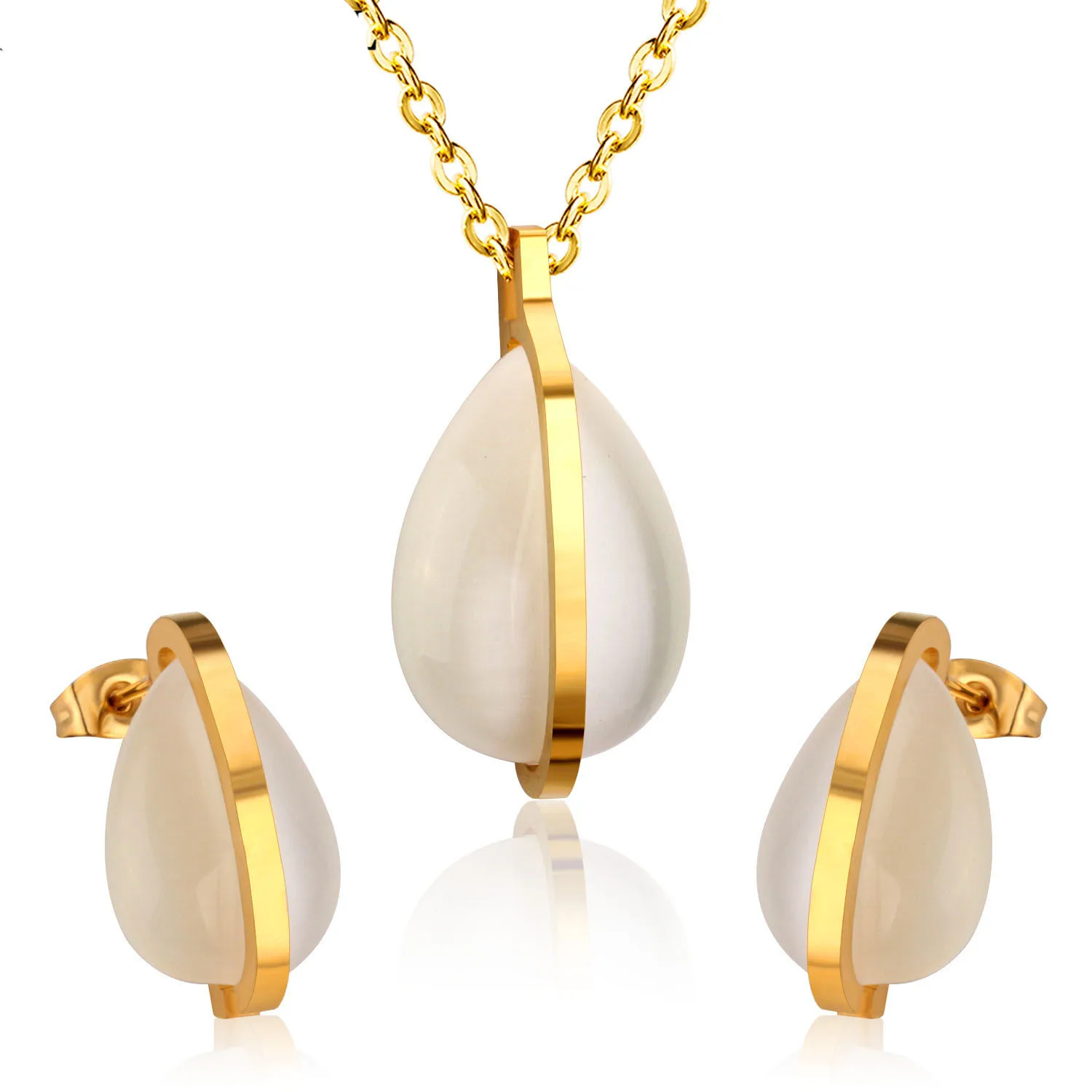 style elegant women's stainless steel drop pendant necklace earrings jewelries set 24k gold african 2022 wholesale
style elegant women's stainless steel drop pendant necklace earrings jewelries set 24k gold african 2022 wholesale