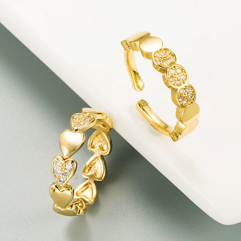 INS 18K Gold Plated Love Heart Stacking Rings Round Heart Cubic Zirconia Finger Rings For Women
INS 18K Gold Plated Love Heart Stacking Rings Round Heart Cubic Zirconia Finger Rings For Women