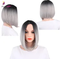 

Synthetic Hair Lace Front Wigs High Temperature Fiber Yaki Straight Short Bob Blunt Lace Wig Middle Part