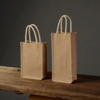 Wholesale jute wine tote bag blank linen burlap wine gift shopping bag custom logo