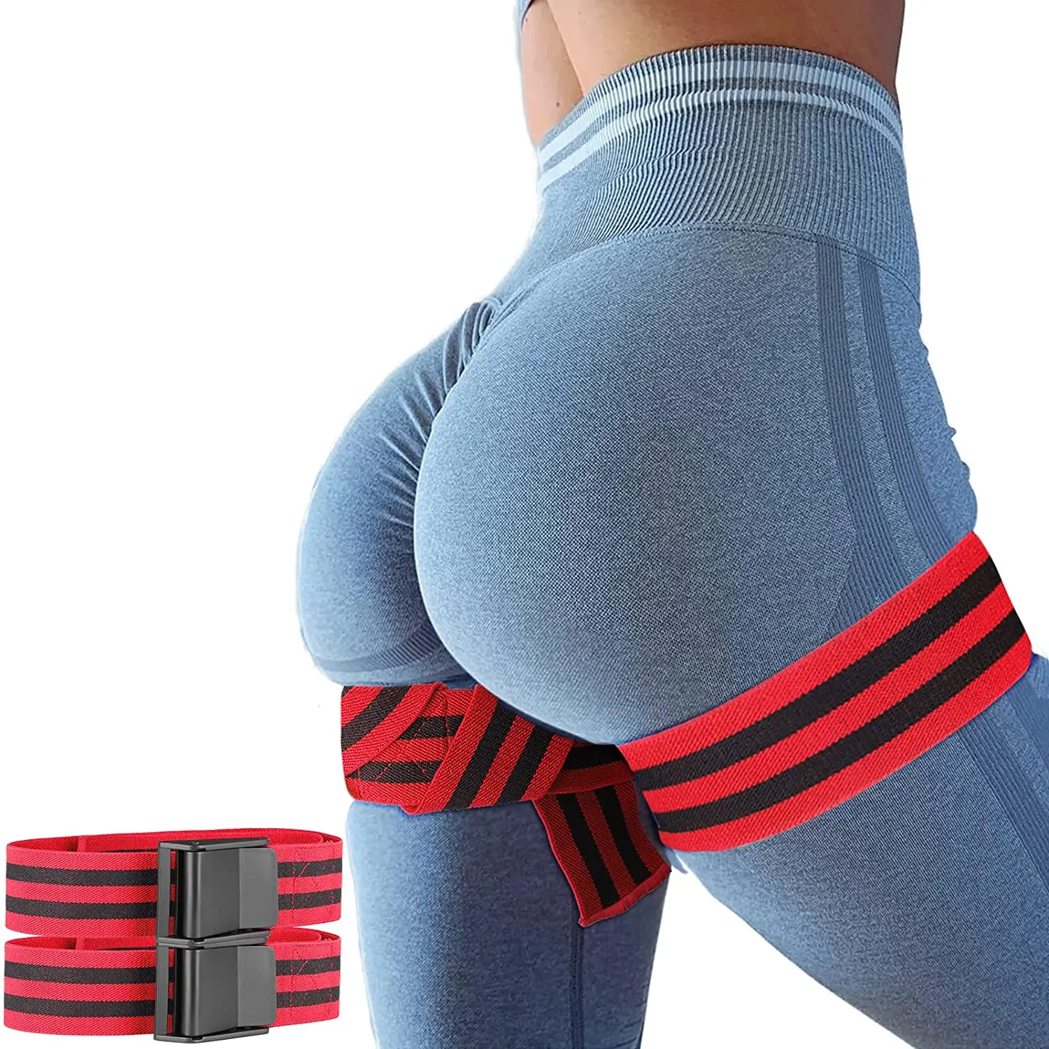 

Fitness arm and thigh muscle belt weight lifting BFR bands occlusion training glute bands blood flow restriction arm butt bands, Black,wine red,brown