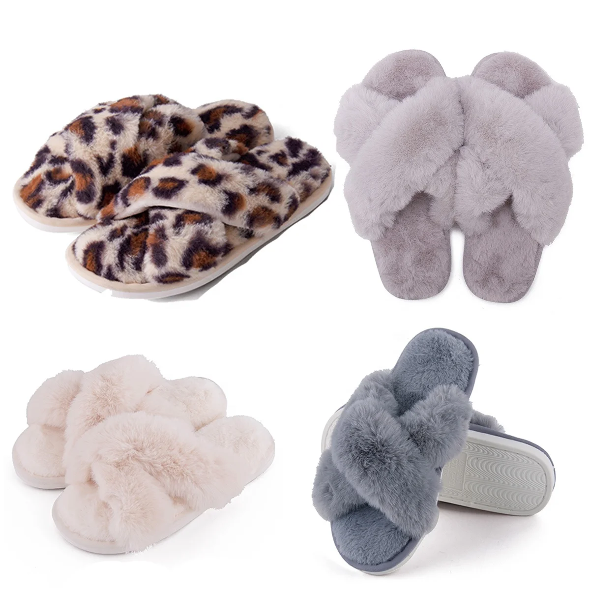 Ladies Flat Slippers Women's Comfy Fluffy Leopard Crisscross Peep Toe Slippers Sandals Flip Flops Shoes Anti-slip Slippers Shoes
Ladies Flat Slippers Women's Comfy Fluffy Leopard Crisscross Peep Toe Slippers Sandals Flip Flops Shoes Anti-slip Slippers Shoes