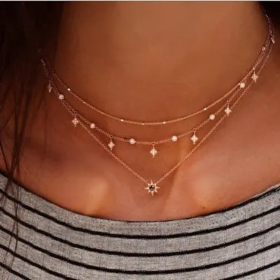 Boho Multilayer Gold Color Alloy Chokers Necklace Stars Crystal Pendants&Necklaces For Women Girl Choker Collar, Picture
Boho Multilayer Gold Color Alloy Chokers Necklace Stars Crystal Pendants&Necklaces For Women Girl Choker Collar, Picture