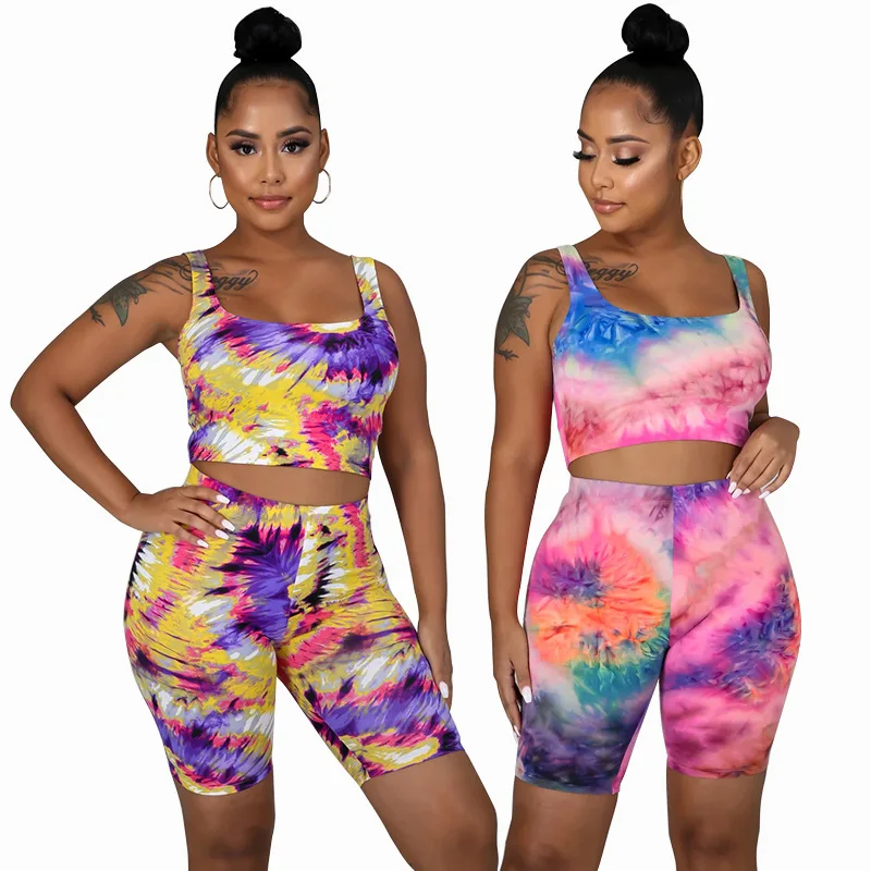 Casual Sports Suit Summer 2021 New Women's Two-piece Suit European and American Fashion Tie-dye Printed Clothing, Picture
Casual Sports Suit Summer 2021 New Women's Two-piece Suit European and American Fashion Tie-dye Printed Clothing, Picture