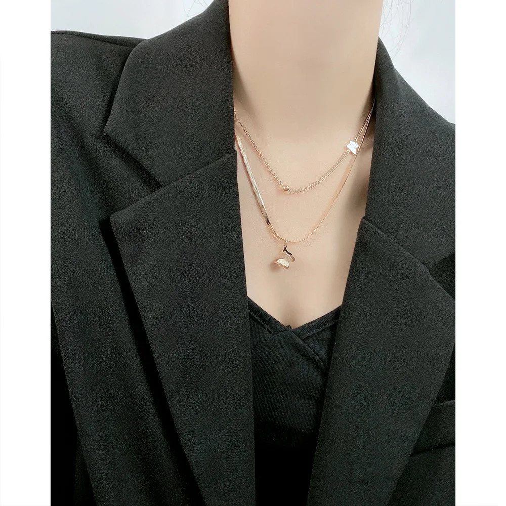 2022 New double layer chain titanium steel butterfly pendant necklace fashion jewelry tassel chain necklaces
2022 New double layer chain titanium steel butterfly pendant necklace fashion jewelry tassel chain necklaces