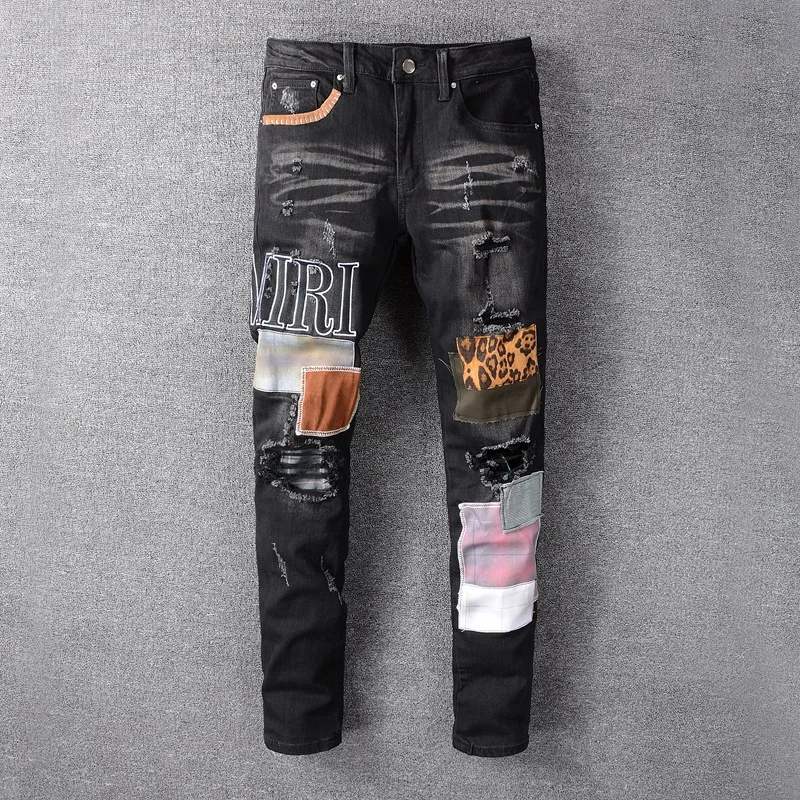 Latest style high quality mens high street stretch patchwork embroidery letter slim fit skinny jeans
Latest style high quality mens high street stretch patchwork embroidery letter slim fit skinny jeans