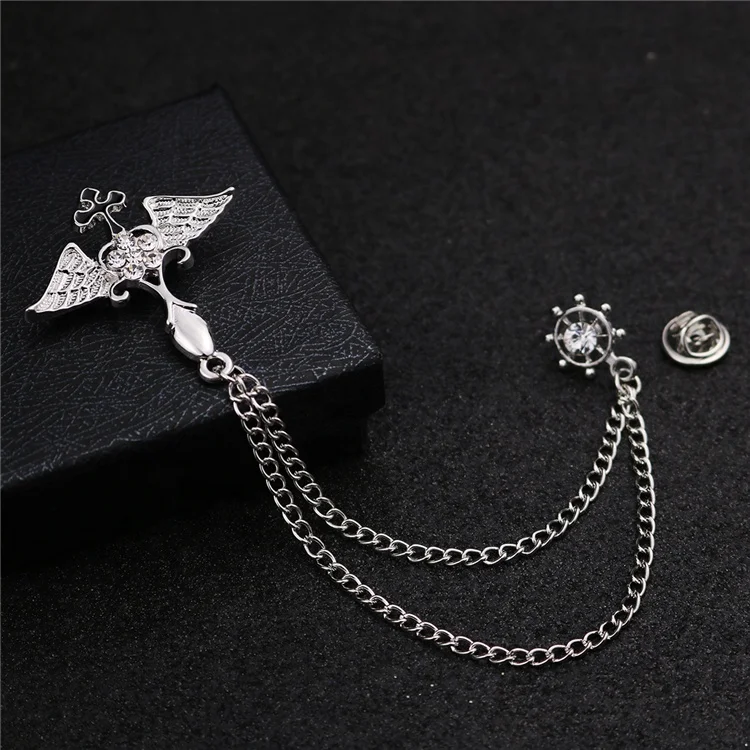 European and American fashion popular eagle brooch men's tassel chain boat rudder brooch accessories, Different color
European and American fashion popular eagle brooch men's tassel chain boat rudder brooch accessories, Different color