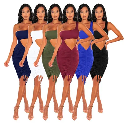2021 new solid color dresses women lady elegant one shoulder club wear dresses sexy drawstring ruched dress, Shown
2021 new solid color dresses women lady elegant one shoulder club wear dresses sexy drawstring ruched dress, Shown