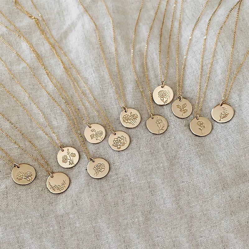 Customized Stainless SteelJewelry Personalized Gold Birth Floral Flower Month Handmade Coin Pendant Necklace For Women
Customized Stainless SteelJewelry Personalized Gold Birth Floral Flower Month Handmade Coin Pendant Necklace For Women
