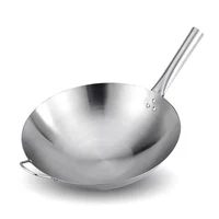 

YUGOSLU high quality 30cm-40cm 2.0mm 201 thickness stainless steel ONE handle Chinese restaurant hotel cooking wok for sale