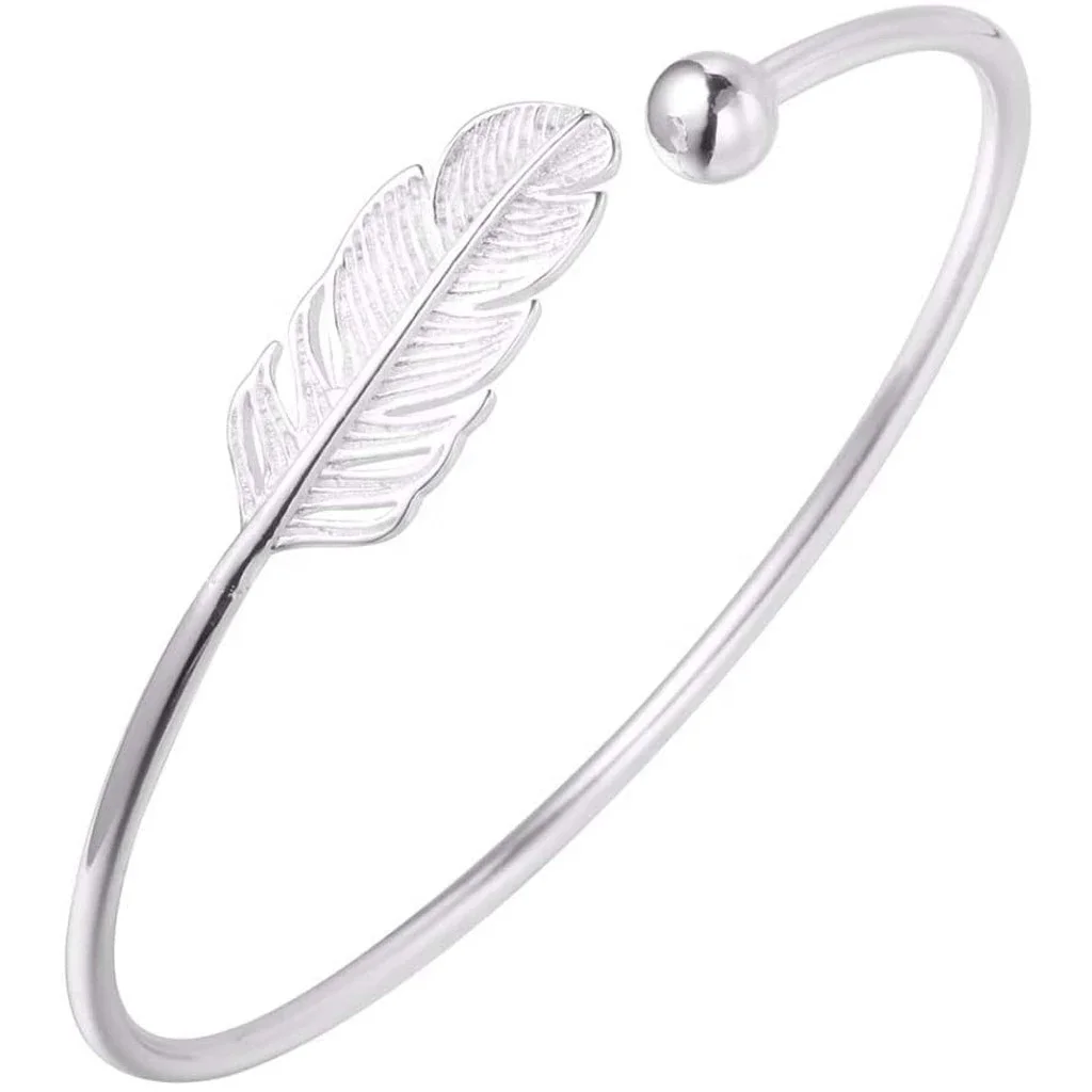New Fashion 925 Sterling Silver Jewelry Not Allergic High-quality Female Simple Feather Small Ball Open Bracelets, As the picture shows
New Fashion 925 Sterling Silver Jewelry Not Allergic High-quality Female Simple Feather Small Ball Open Bracelets, As the picture shows