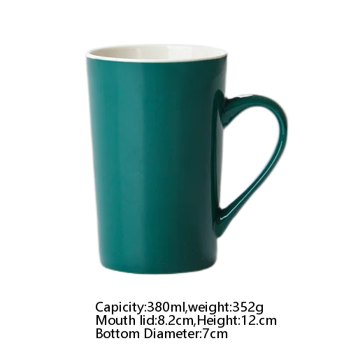 

High quality Wholesale 380ml insulation ceramic coffee mugs water mug tea mug ceramic with handle, Black, red, orange , yellow, green, pink, blue