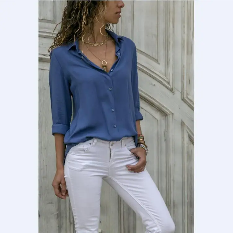 Summer Women's Explosive Long Sleeve Ladies Deep V Button Chiffon Shirt, Picture color
Summer Women's Explosive Long Sleeve Ladies Deep V Button Chiffon Shirt, Picture color