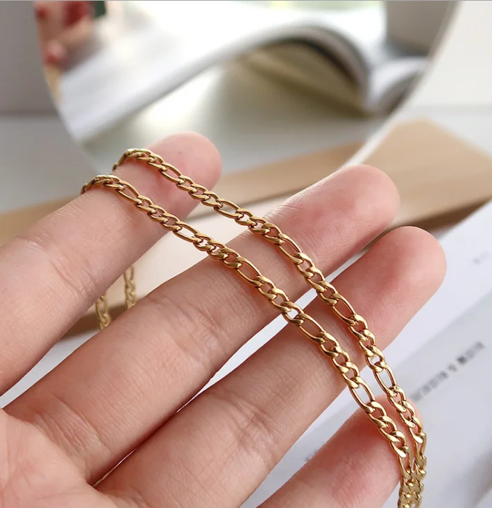 Simple Design Stainless Steel Figaro Chain Link Choker Necklace Trendy Women 18k Gold Plated Link Chain Necklaces
Simple Design Stainless Steel Figaro Chain Link Choker Necklace Trendy Women 18k Gold Plated Link Chain Necklaces
