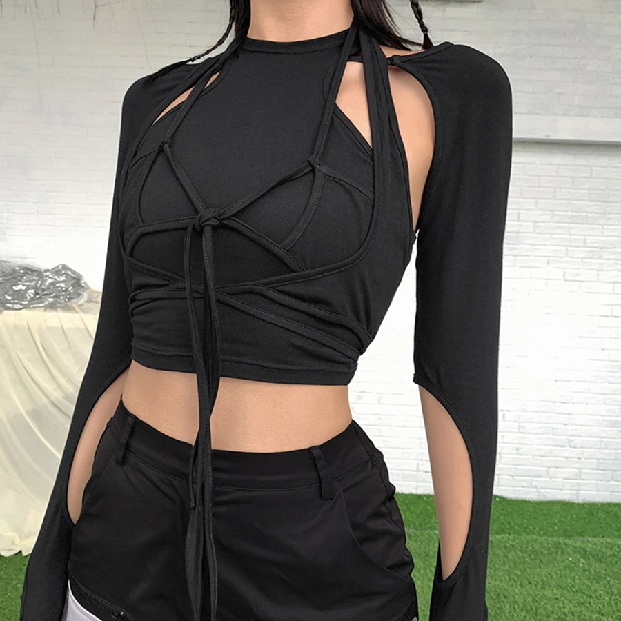 Nibber S1737834 Gothic Top Irregular Hollow Out Strappy Streetwear Plain Cotton Full Sleeve Tshirt Women
Nibber S1737834 Gothic Top Irregular Hollow Out Strappy Streetwear Plain Cotton Full Sleeve Tshirt Women