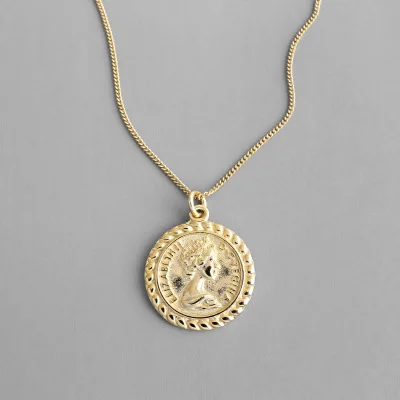 New Design 925 Sterling Silver Round Coin Necklace 18K Gold Plating Elizabeth Head Coin Pendant Necklace
New Design 925 Sterling Silver Round Coin Necklace 18K Gold Plating Elizabeth Head Coin Pendant Necklace