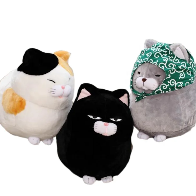 fat black cat stuffed animal