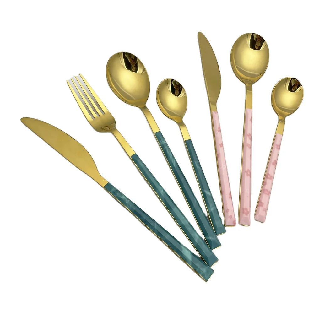2022 New royal dinner set 16pcs 24pcs full tag flatware marble plastic handle stainless steel cutlery set, Silver, gold, rose gold, black, purple, blue, rainbow etc
2022 New royal dinner set 16pcs 24pcs full tag flatware marble plastic handle stainless steel cutlery set, Silver, gold, rose gold, black, purple, blue, rainbow etc