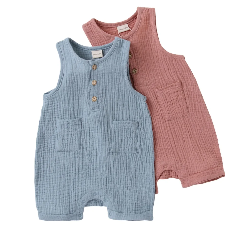 Hot Sale Muslin Clothing With Button Baby Girl Boys Newborn Baby Clothes Linen Cotton Romper For Summer, Accept customized color
Hot Sale Muslin Clothing With Button Baby Girl Boys Newborn Baby Clothes Linen Cotton Romper For Summer, Accept customized color