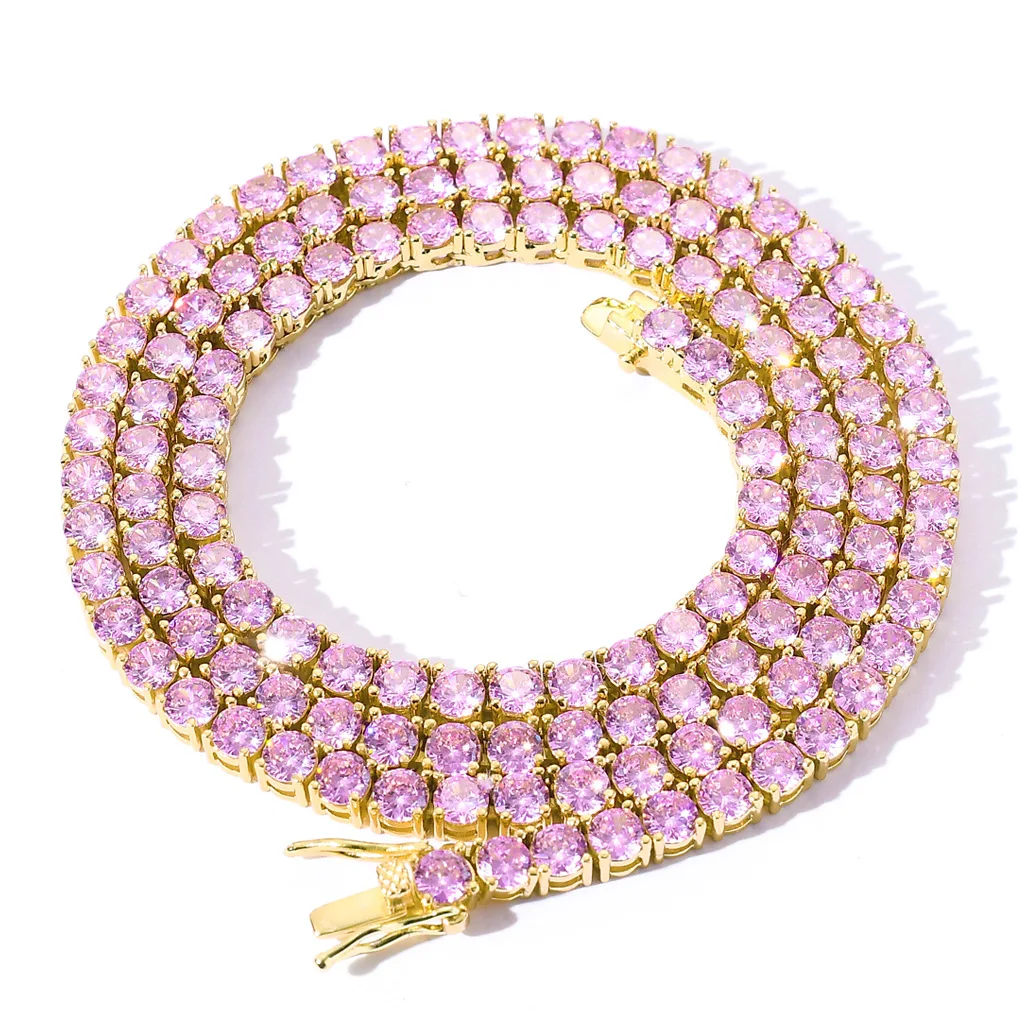 Dainty Hip Hop 4MM Rose CZ Tennis Chain Choker Necklace High Quality Gold Plated Micro Inlay Pink Zircon Tennis Chain Necklace
Dainty Hip Hop 4MM Rose CZ Tennis Chain Choker Necklace High Quality Gold Plated Micro Inlay Pink Zircon Tennis Chain Necklace