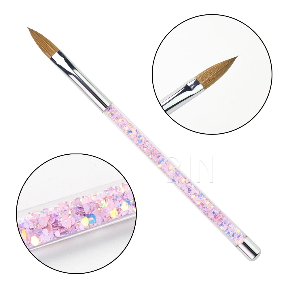 BIN Embossing logo 100% Pure kolinsky glitter acrylic handle nail brush, Accept customized
BIN Embossing logo 100% Pure kolinsky glitter acrylic handle nail brush, Accept customized
