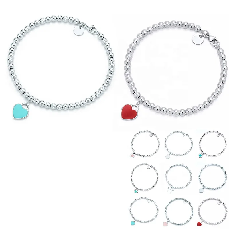 Fashion Jewelry TIF Heart Bead Pendant Bracelet Original Silver 925 High-end Charm Bracelet Engraved Inscription Women Bracelet
Fashion Jewelry TIF Heart Bead Pendant Bracelet Original Silver 925 High-end Charm Bracelet Engraved Inscription Women Bracelet
