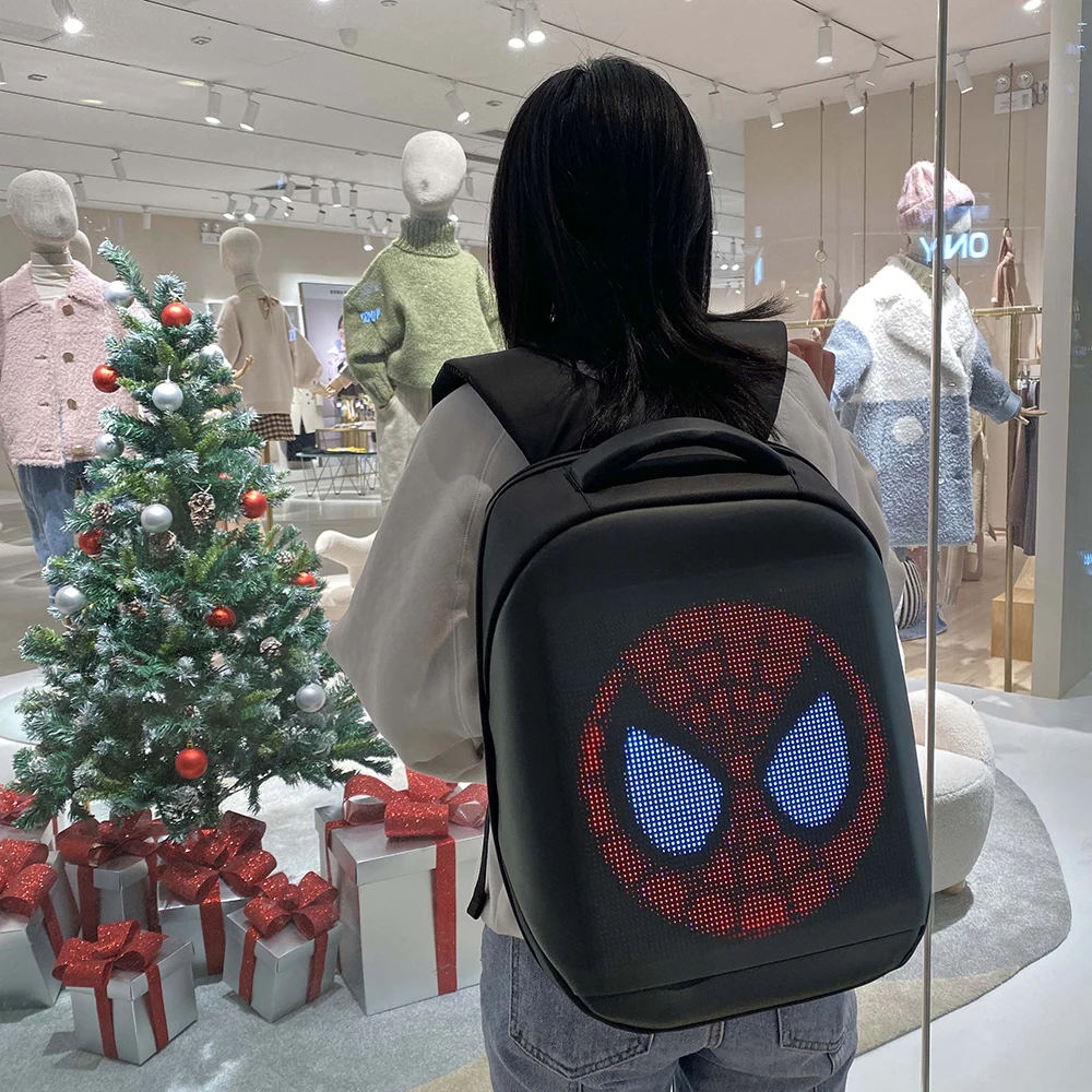 Factory supply latest Upgraded motherboard black high-definition smart LED screen backpack with wifi control 
Factory supply latest Upgraded motherboard black high-definition smart LED screen backpack with wifi control