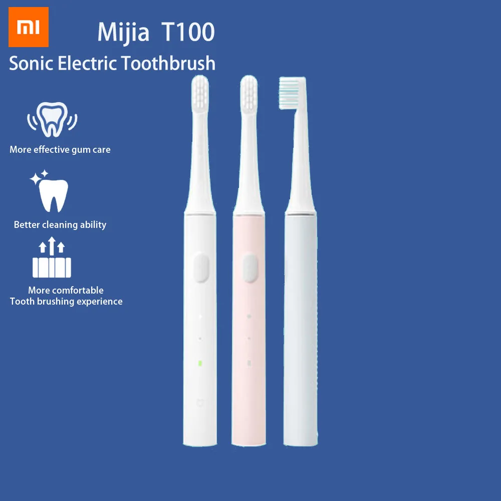 

Orignal Xiaomi Mijia Sonic Electric Toothbrush Mi T100 Tooth Brush Colorful USB Rechargeable IPX7 Waterproof Travle Scoocl Home