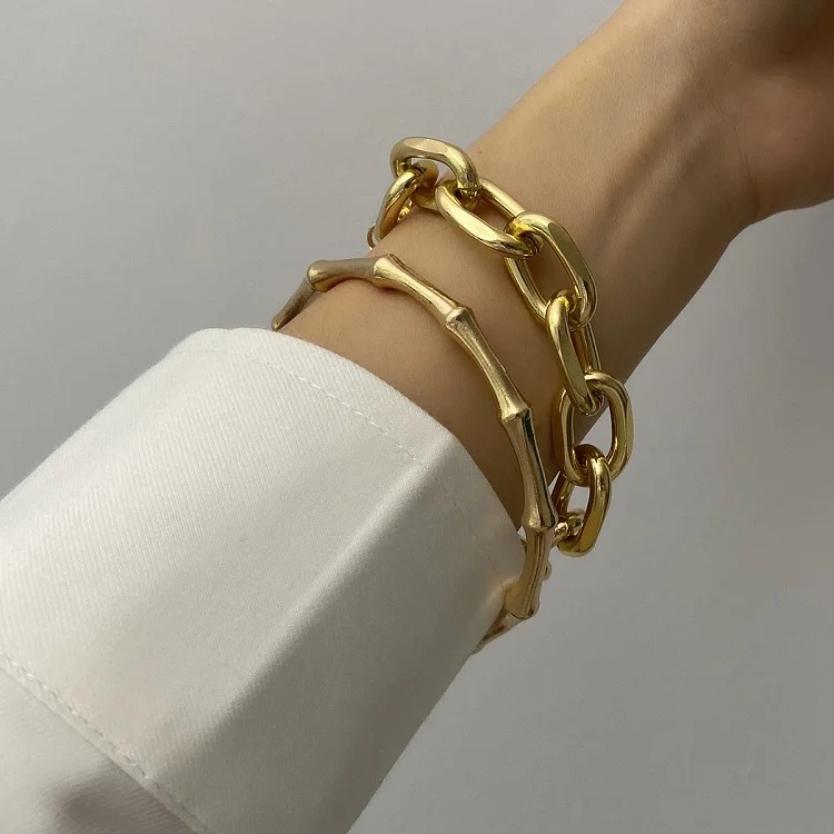 2021 Golden Metal Chain Link Creative Bamboo Bracelet Fashion Punk Bracelet Snake Chain Charm Bracelet, Silver\gold
2021 Golden Metal Chain Link Creative Bamboo Bracelet Fashion Punk Bracelet Snake Chain Charm Bracelet, Silver\gold