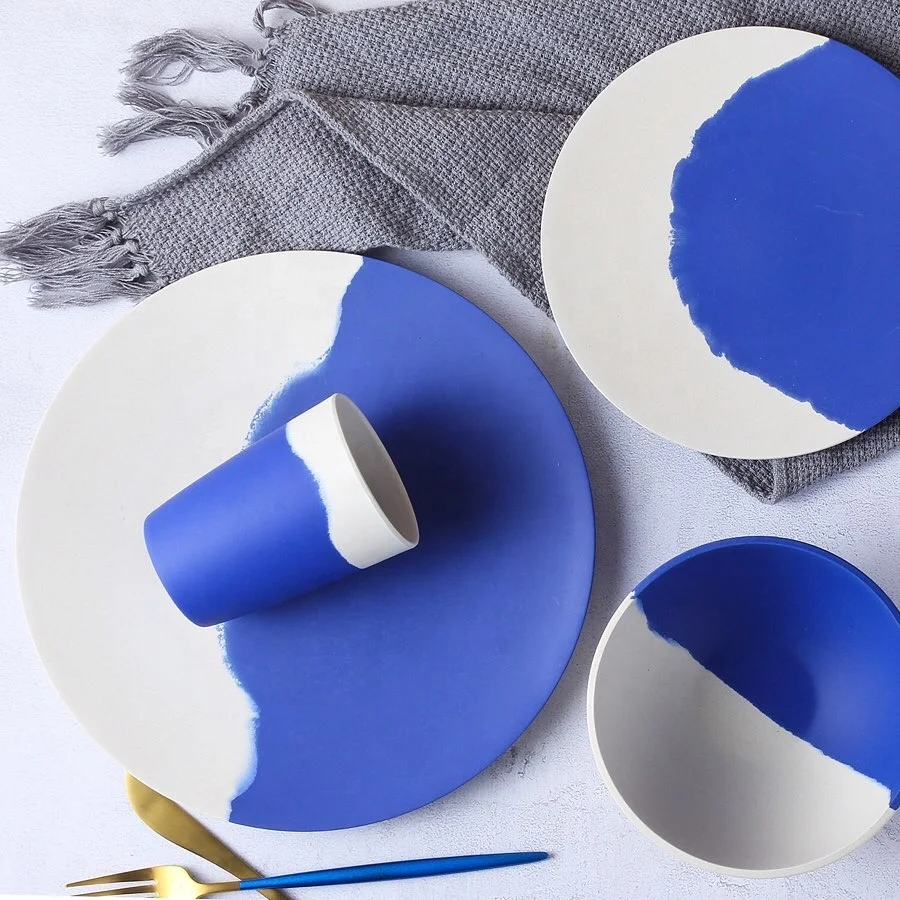 Eco Friendly Disposable Lekoch Bamboo Fiber Tableware Set Blue and white dinnerware Plate Bowl Cup Set for Party
Eco Friendly Disposable Lekoch Bamboo Fiber Tableware Set Blue and white dinnerware Plate Bowl Cup Set for Party
