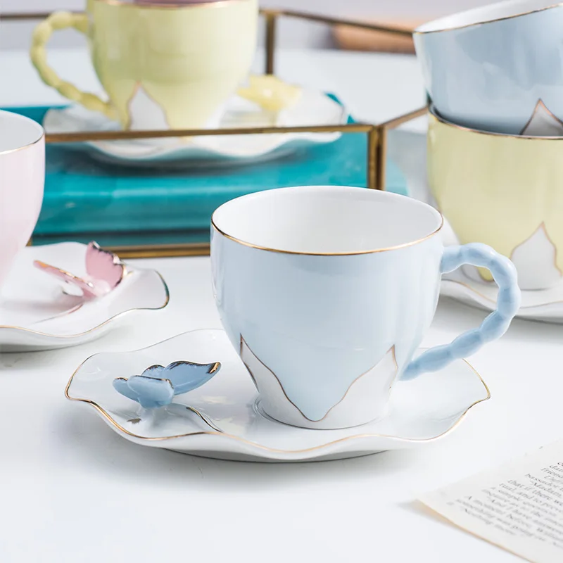 Porcelain Turkish Coffee Cup and Saucer Ceramic Coffee Tea Cup Set with Butterfly Design, Pink/blue
Porcelain Turkish Coffee Cup and Saucer Ceramic Coffee Tea Cup Set with Butterfly Design, Pink/blue
