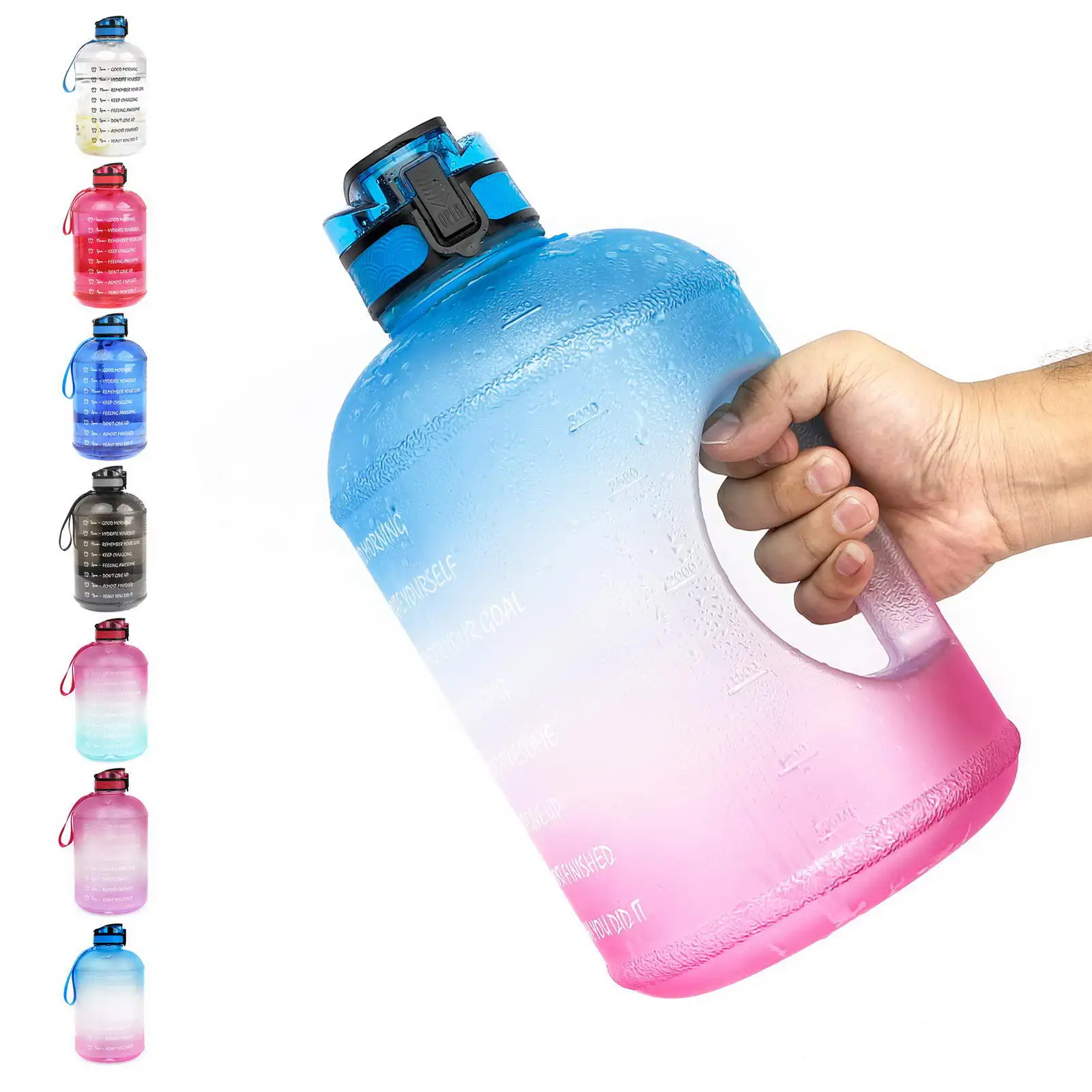 New design 128oz/1 gallon BPA free plastic water bottle with time marker, Black,red,blue,clear,blue purple,pink green
New design 128oz/1 gallon BPA free plastic water bottle with time marker, Black,red,blue,clear,blue purple,pink green