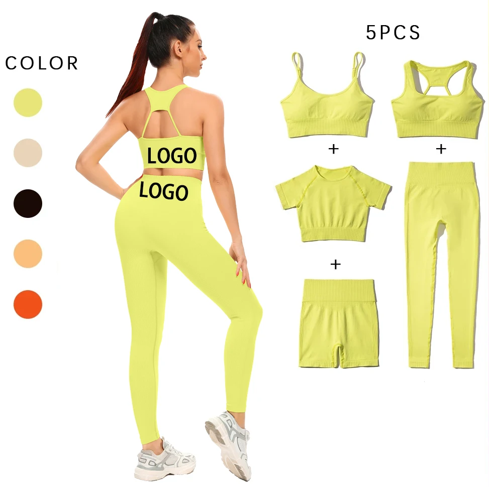 2021 Workout Clothes Sport Outfit Suit Sportswear Gym Clothing Fitness Crop Top Tights Leggings Seamless 5 Piece Yoga Set, Picture shows
2021 Workout Clothes Sport Outfit Suit Sportswear Gym Clothing Fitness Crop Top Tights Leggings Seamless 5 Piece Yoga Set, Picture shows