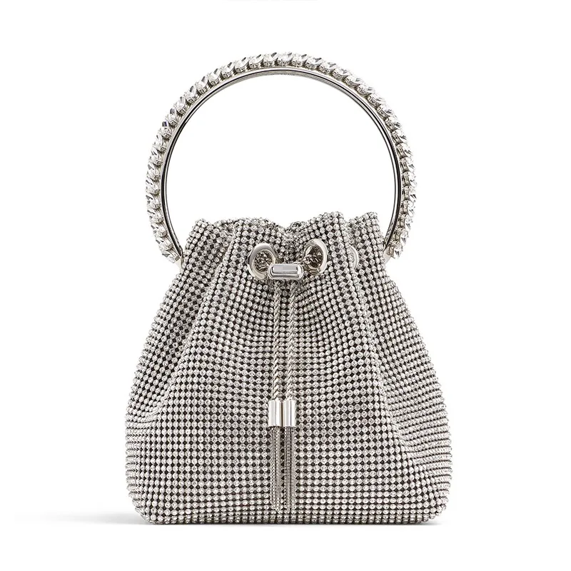 Luxury Designer Diamonds Tassel Evening Clutch Bag Women Chain Metal Ring Handle Crystal Bucket Purse Bridal Wedding Party Bag, Silver
Luxury Designer Diamonds Tassel Evening Clutch Bag Women Chain Metal Ring Handle Crystal Bucket Purse Bridal Wedding Party Bag, Silver