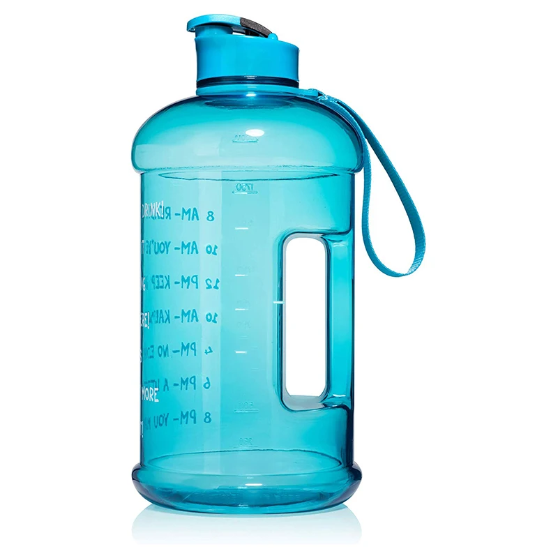 64oz Half Gallon BPA Free Plastic Reusable Motivational Drinking Water Bottles With Time Markings, Seven colors for choice 
64oz Half Gallon BPA Free Plastic Reusable Motivational Drinking Water Bottles With Time Markings, Seven colors for choice