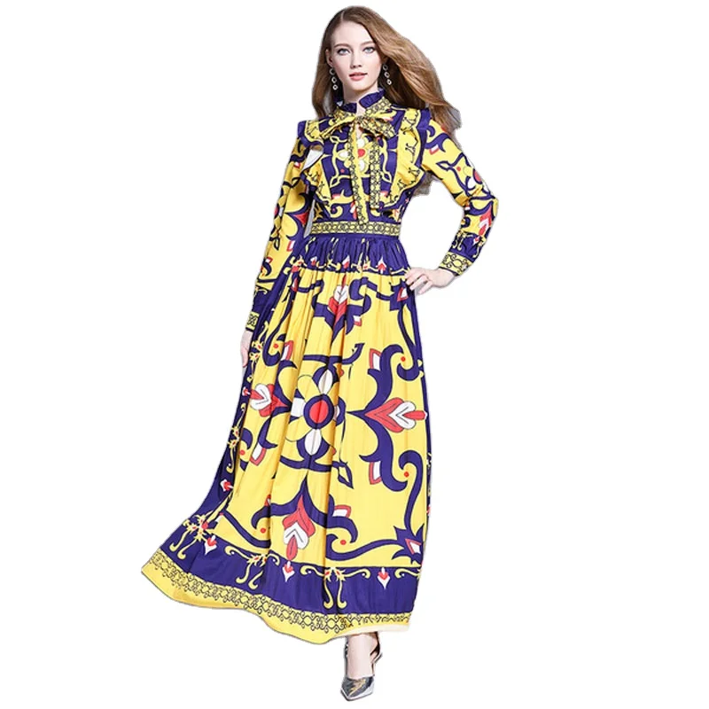 LDY6282080 new ruffled stand collar streamer print pleated large swing dress long skirt
LDY6282080 new ruffled stand collar streamer print pleated large swing dress long skirt