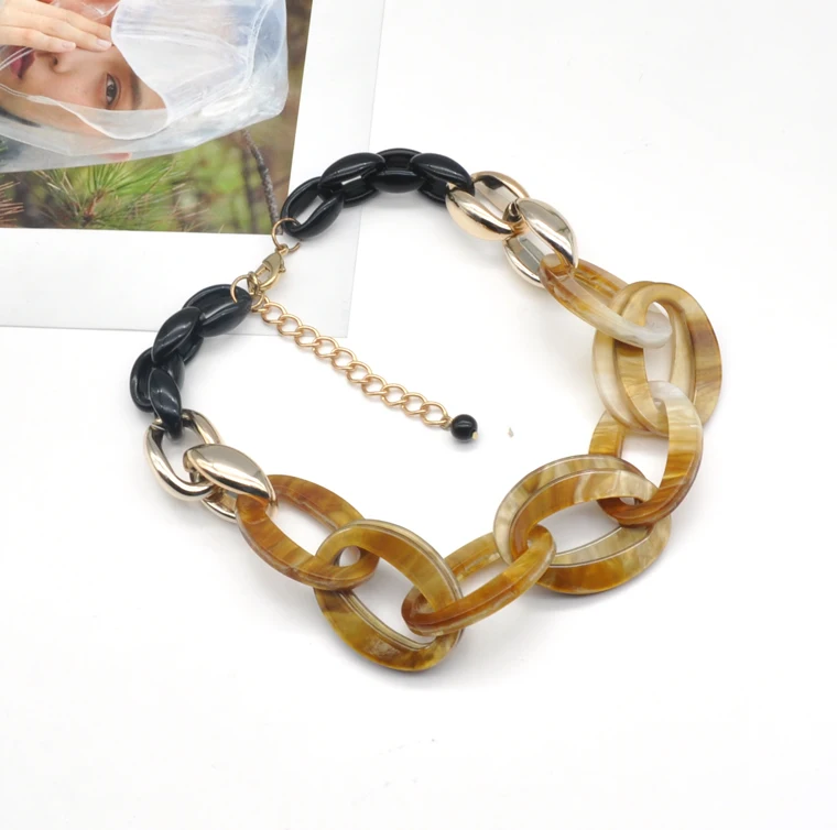 2021 trendy marble acrylic chain link african choker hip hop jewelry necklace