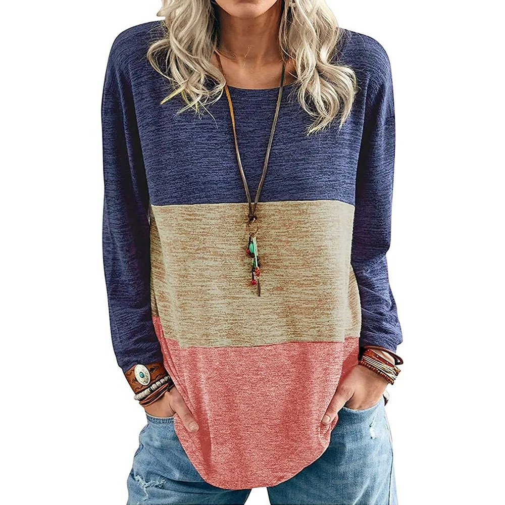 Free Shipping Q174 Fashion Casual Color Block Blouse Autumn Winter Loose O-Neck Tops Tee Female Women Long Sleeve Shirt
Free Shipping Q174 Fashion Casual Color Block Blouse Autumn Winter Loose O-Neck Tops Tee Female Women Long Sleeve Shirt