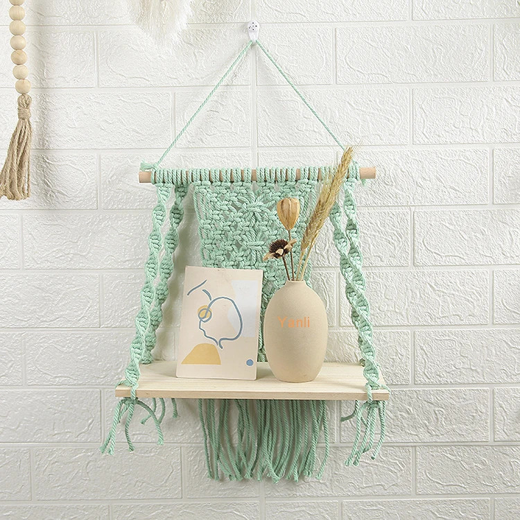 Macrame Wall Shelf Hanging Home Wall Decor Wood Floating Storage Shelf Boho Handmade home decor, Green
Macrame Wall Shelf Hanging Home Wall Decor Wood Floating Storage Shelf Boho Handmade home decor, Green